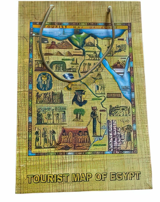 -Medium-sized paper gift bag with pharaonic designs