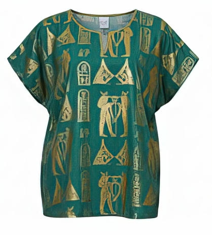 -Pharaonic Pattern Teal Blouse