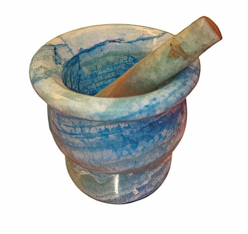-Special Colored Alabaster Mortar and Pestle
